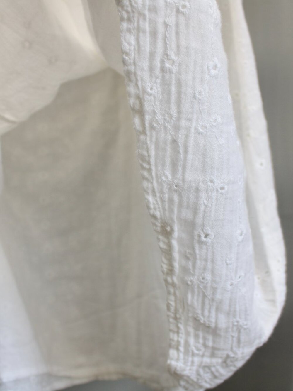 JM Collection White Peasant Eyelet Embroidered Patchwork A-Line Midi Skirt Large - Picture 5 of 6